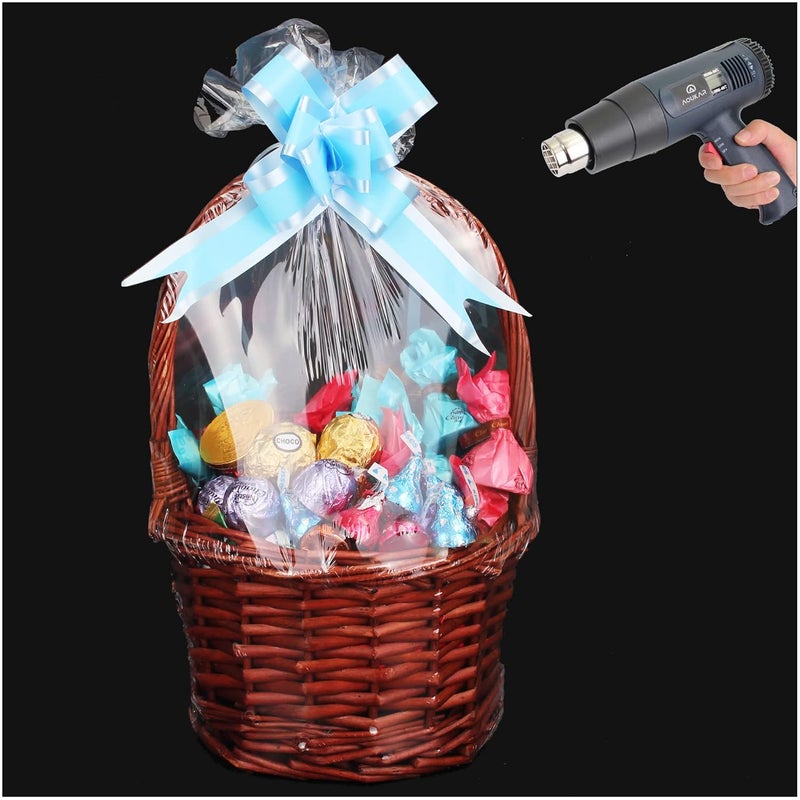 AOUKAR Shrink Wrap Bags for Gift Baskets 36Pcs 14x18 Inches Chear PVC Heat Shrink Bags Cellophane Wrap for Packaging Large Bags for Easter, Holiday, Birthday, and Any Occasion - Image 1